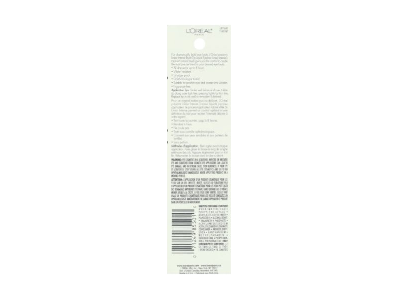 L'Oreal Paris Lineur Intense Brush Tip Liquid Eyeliner, Black, 0.24 Ounces