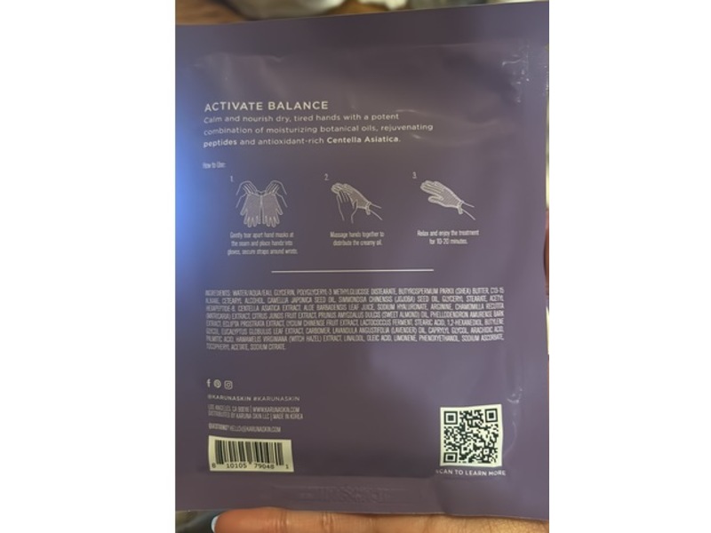 Karuna Hydrating Hand Mask, Centella Asiatica + Shea Butter + Peptides, 0.51 fl oz/15 mL