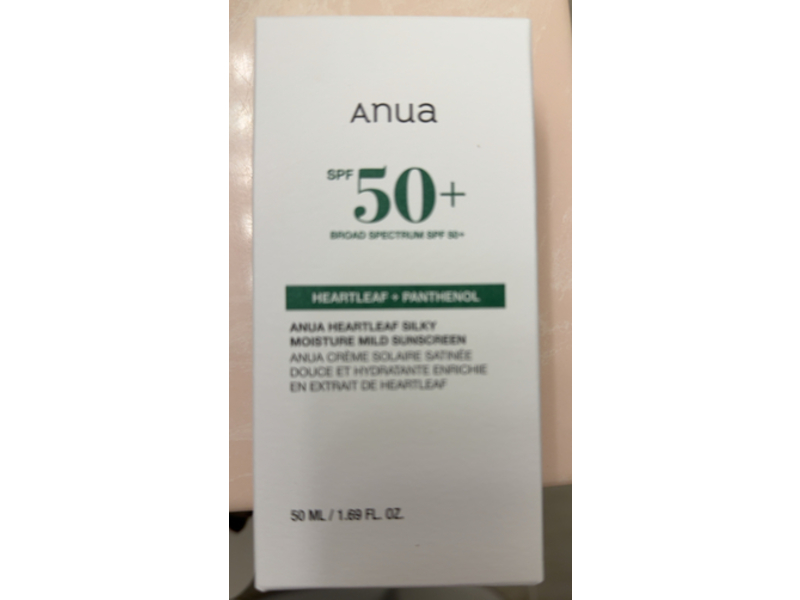Anua Heartleaf Silky Moisture Mild Sunscreen, SPF 50+, 1.69 fl oz/50 mL