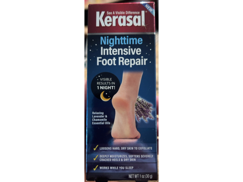 Kerasal Nighttime Intensive Foot Repair, Relaxing Lavender & Chamomile Essential Oils, 1 oz/30 g
