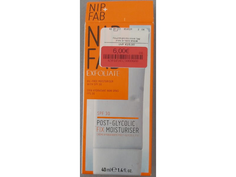Nip+Fab Exfoliate Post Glycolic Fix Moisturizer, SPF 30, 1.4 fl oz/40 mL