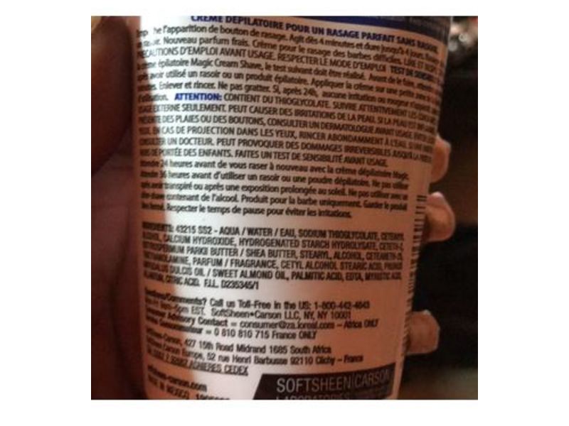 Soft Sheen Carson Magic Razorless Cream Shave, Regular Strength, 6 oz/170 g