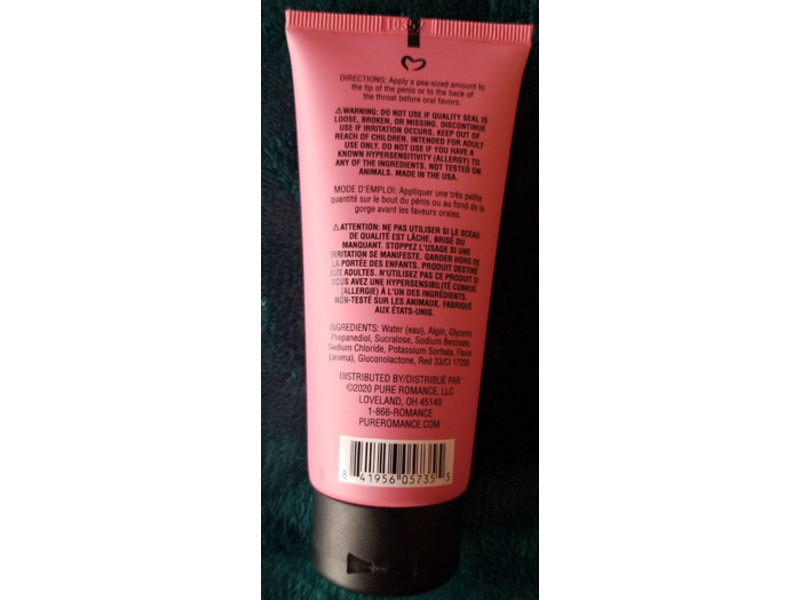 Pure Romance Great Head Oral Gel, Pink Strawberry, 3 fl oz/90 ml