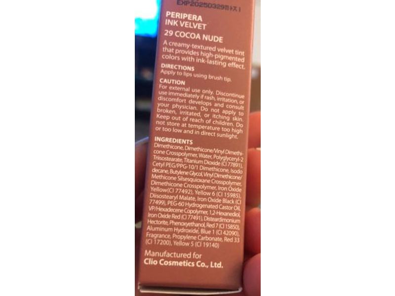 Peripera Ink Velvet Lip Tint, 29 Cocoa Nude, 0.14 oz/4 g