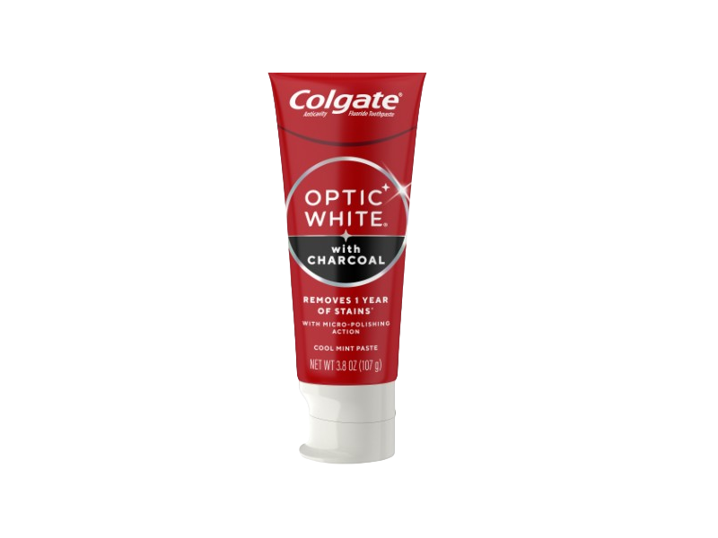 Colgate Optic White Anticavity Fluoride Toothpaste, Charcoal, Cool Mint, 3.8 fl oz/107 g