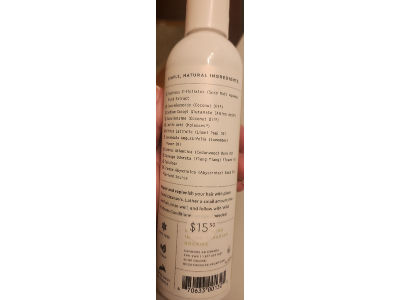 Rocky Mountain Soap Co. Dry Hair Wild Kindness Shampoo, Cedarwood & Lime, 240 mL