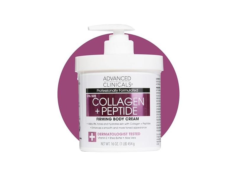 Advanced Clinicals Firming Body Cream, Collagen+Peptides, 16 oz/454 g
