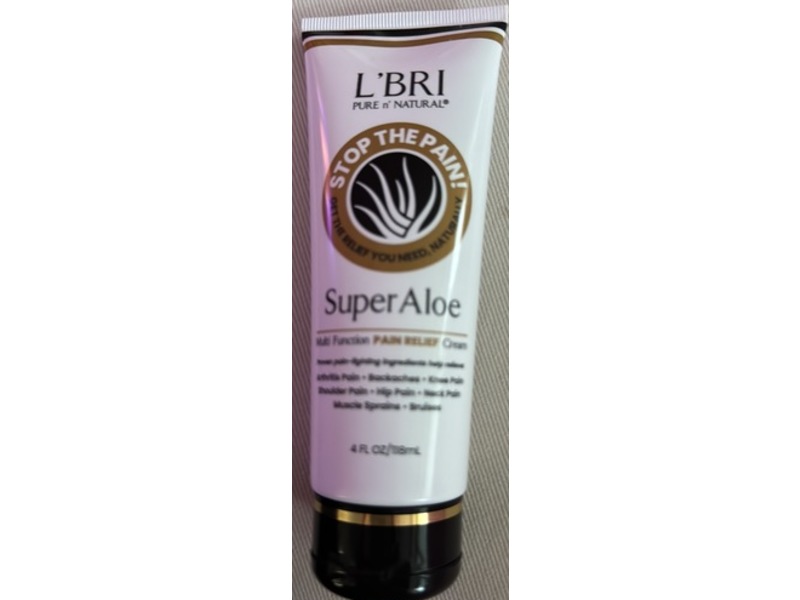 L'BRI Pure n' Natural Stop The Pain Relief Cream, Super Aloe, 4 fl oz/118 mL
