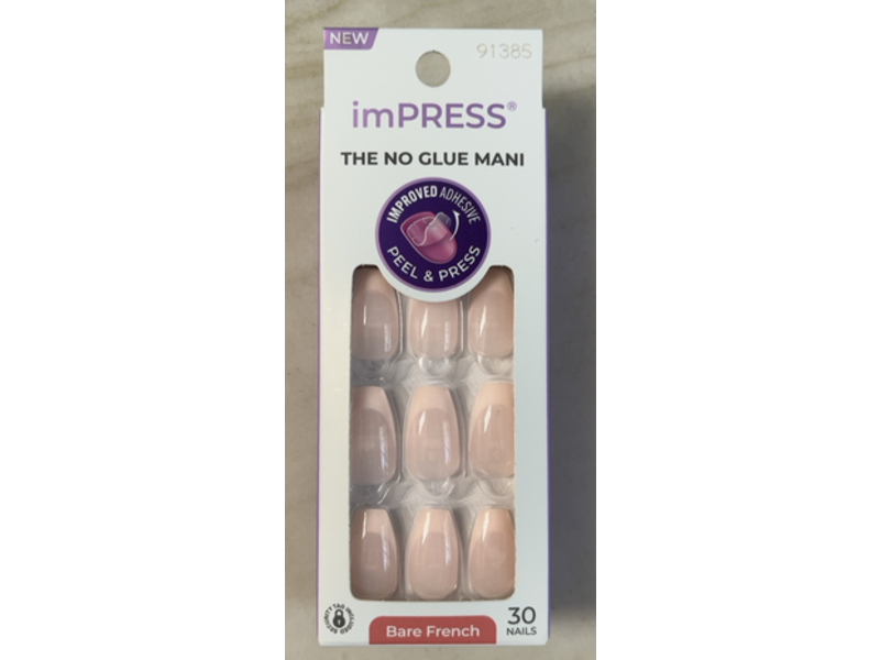 imPress The No Glue Mani, Bare French, 30 Count