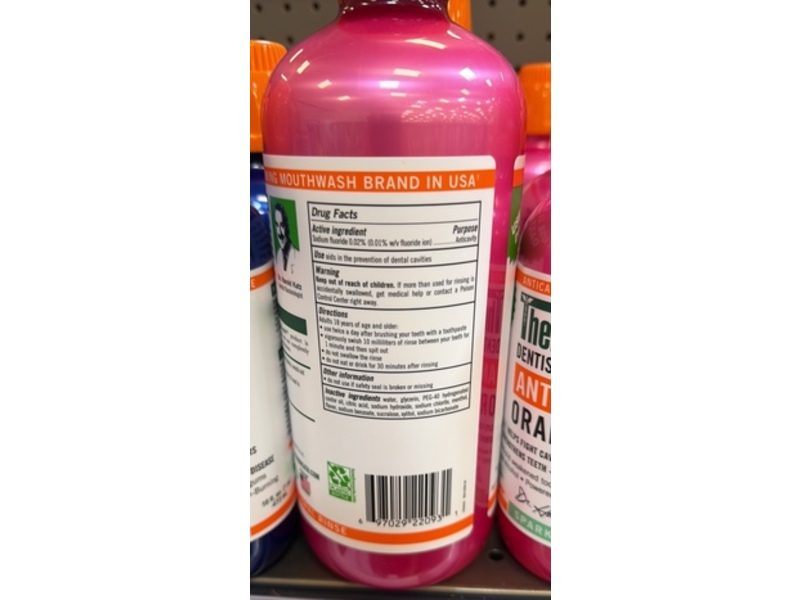 TheraBreath Anti Cavity Oral Rinse, Sparkle Mint, 33.8 fl oz/1 L