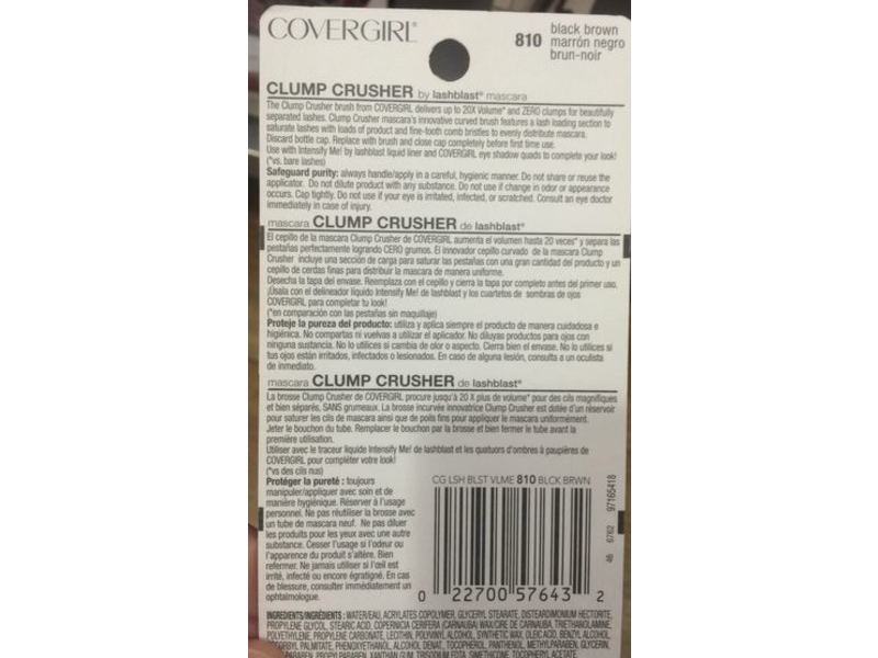 CoverGirl Clump Crusher Mascara, Black Brown 810, 0.44 fl oz/13.1 mL