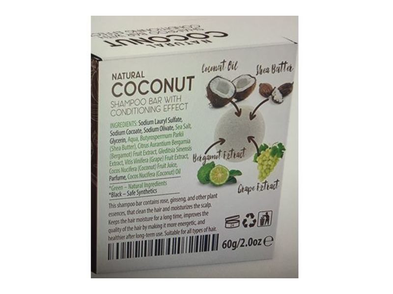 Bamboo Earth Shampoo Bar With Conditioning Effect, Natural Coconut, 2 oz/60 g