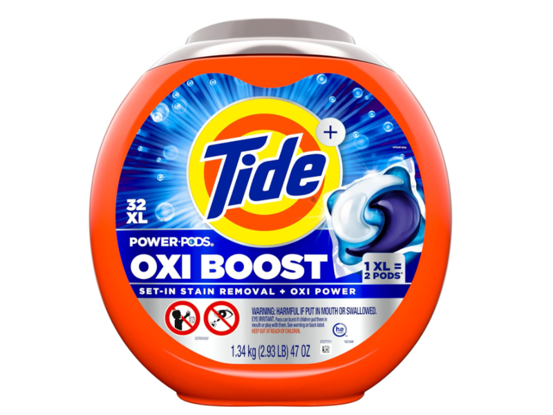 Tide Oxi Boost Power Laundry Detergent Pods, 47 oz/1.34 kg, 32 Count,