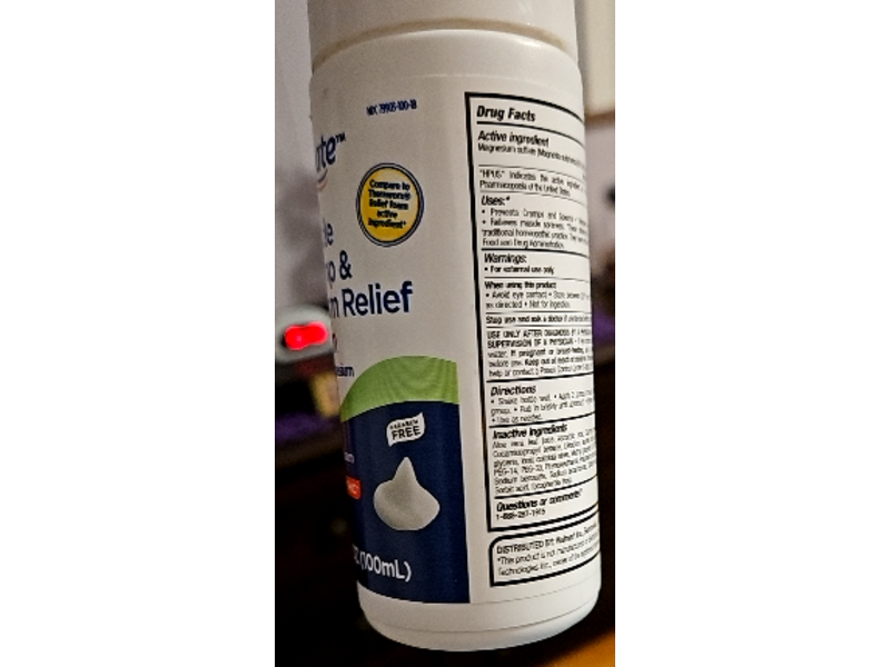 Equate Muscle Cramp & Spasm Relief Foam with Magnesium Sulfate, 3.4 fl oz/100 mL