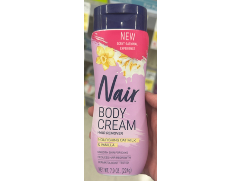 Nair Body Cream Hair Remover, Nourishing Oat Milk & Vanilla, 7.9 oz/224 g