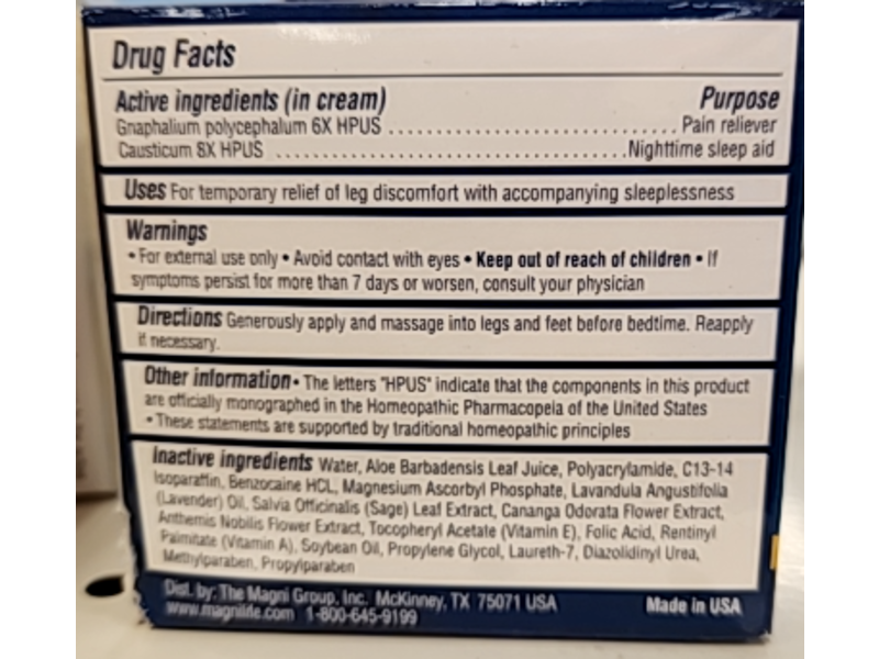 Magnilife Relaxing Leg Cream, 4 oz/1113 g