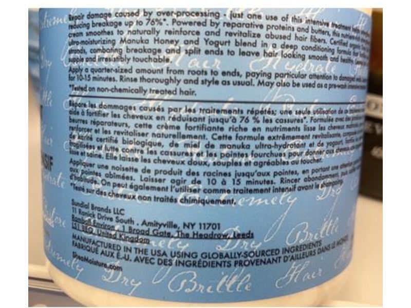 SheaMoisture Hydrate + Repair Protein Power Treatment, Manuka Honey & Yogurt, 227 g