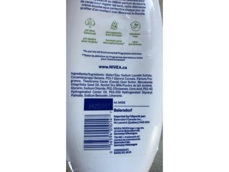 Nivea Body Wash, Cocoa Butter & Macadamia Oil, 500 mL