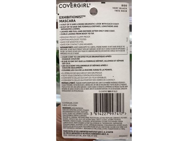 Covergirl Exhibitionist Mascara, 800 Very Black, 0.3 fl oz/9 mL