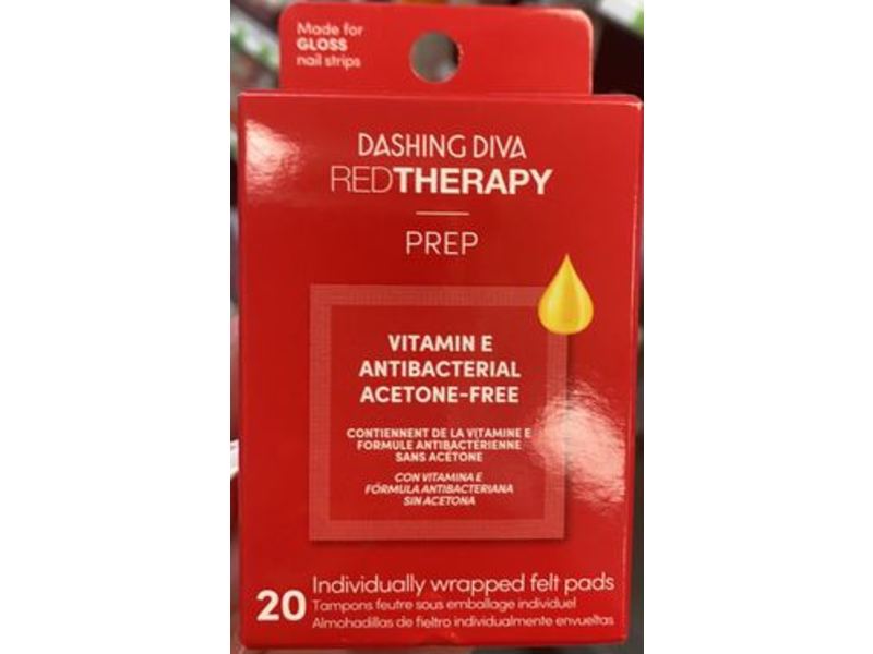 Dashing Diva Red Therapy Prep Pads, 20 Count
