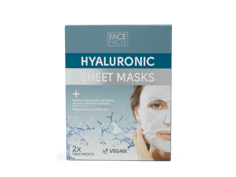 Face Facts Sheet Masks, Sodium Hyaluronate, Panthenol, Glycerin, Allantoin & Betaine, 20 mL, 2 Count