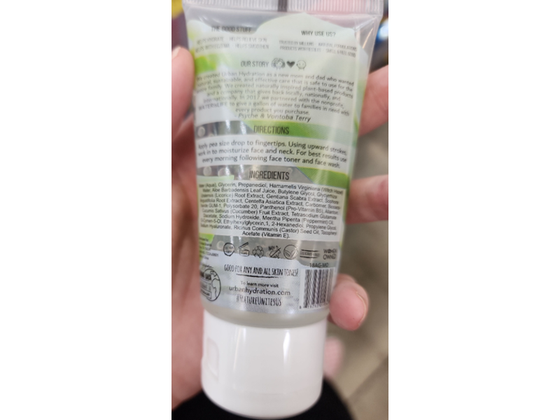 Urban Hydration Daily Moisturizer Gel, Bright & Balanced, Aloe Vera Leaf, 2.5 fl oz/70 mL