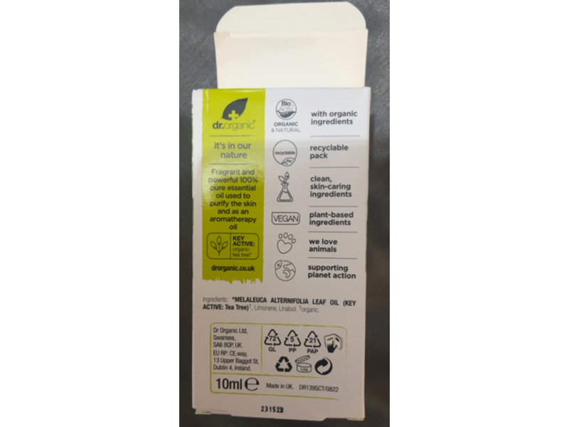 Dr. Organic Purify & Balance Pure Oil, Tea Tree, 0.34 fl oz/10 mL