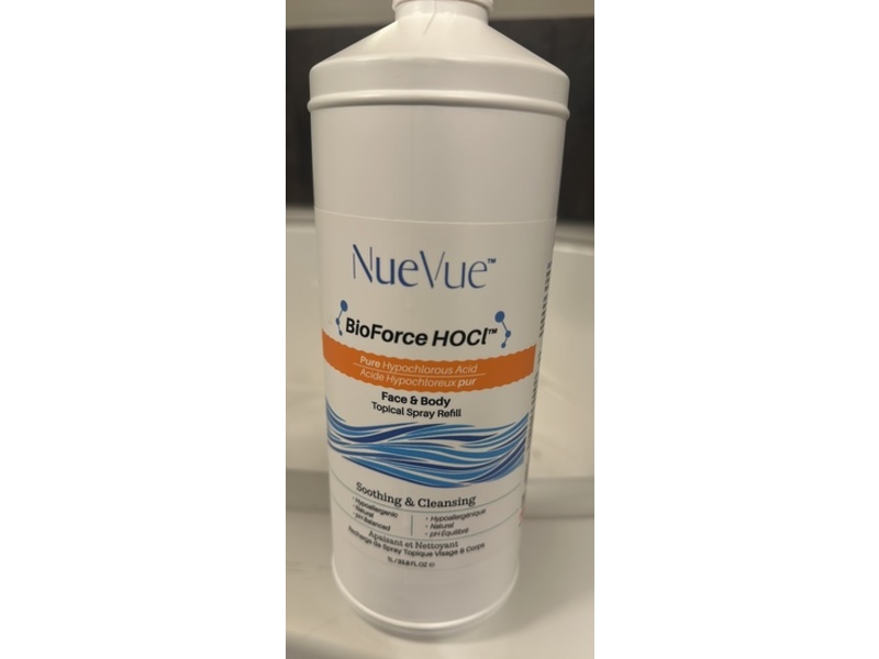 NueVue BioForce Pure HOCl Face & Body Tropical Spray Refill, 33.8 fl oz/1 L
