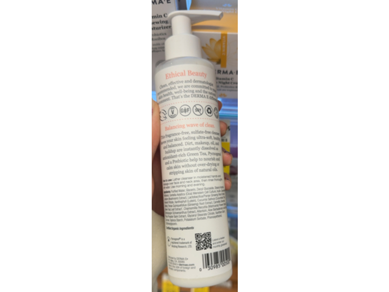 Derma-E Pure Biome Balancing Cleanser, Prebiotic Pycnogenol & Green Tea, 6 fl oz/175 mL