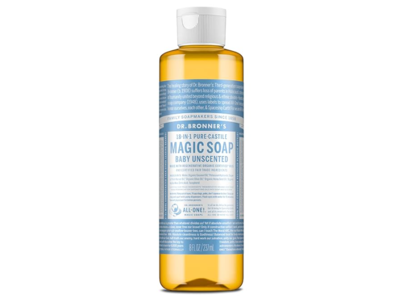 Dr. Bronner's Pure-Castile Magic Liquid Soap, Baby Unscented, 8 fl oz/237 mL