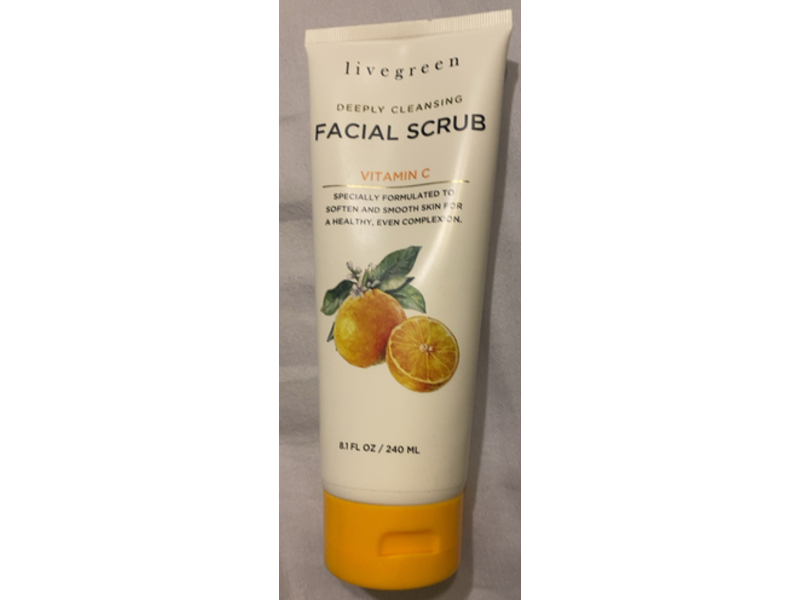 Livegreen Deeply Cleansing Facial Scrub, Vitamin C, 8.1 fl oz/240 mL