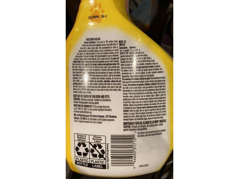 Clorox Pet Urine Remover For Stains & Odors, 24 fl oz/709 mL