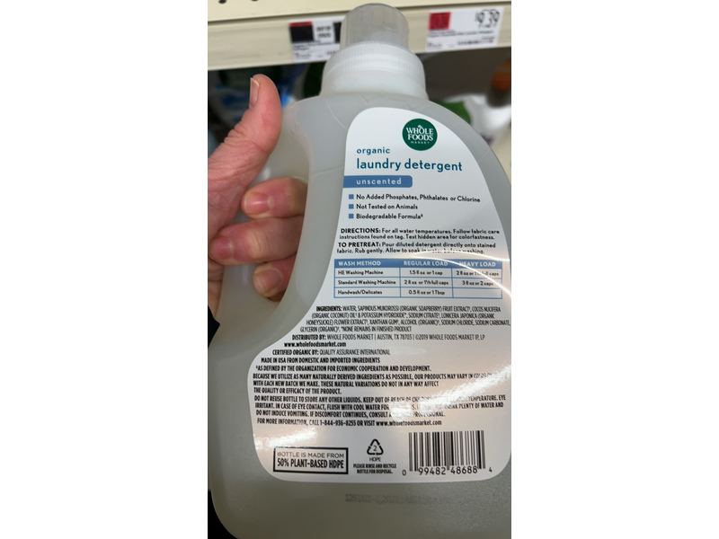 Whole Foods Market Organic Laundry Detergent, Unscented, 33 Loads, 50 fl oz/1.47 L