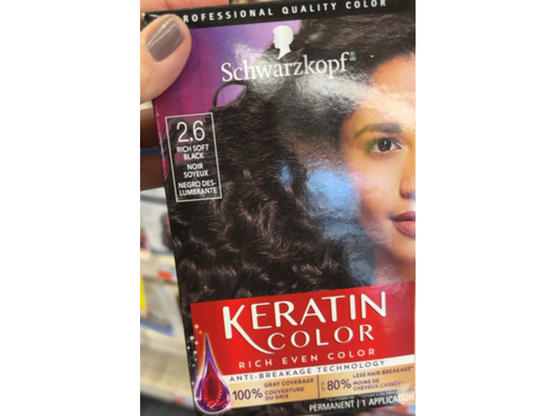 Schwarzkopf Keratin Color Permanent Hair Color Cream, 2.6 Rich Black, 1 Application