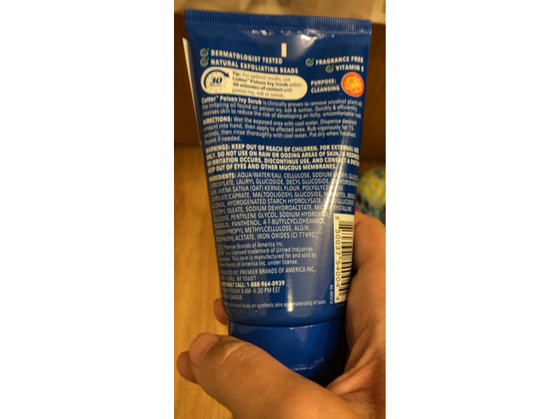 Cutter Poison Ivy Scrub, Fast Itch Relief, Oak & Sumac, 4.0 oz/113 g