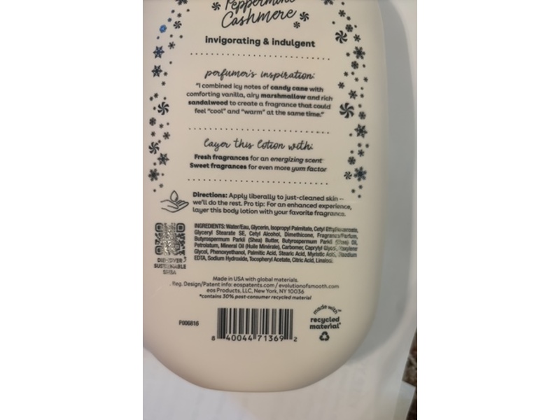 Eos Moisture Body Lotion, Peppermint Cashmere, 16 fl oz/473 mL