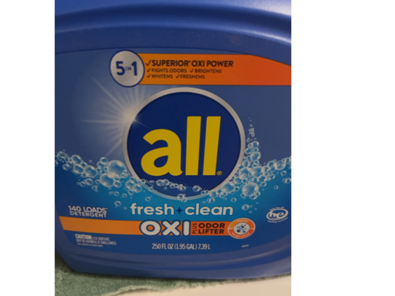 All Oxi Plus Odor Lifter Laundry Detergent, Fresh & Clean, 140 Loads, 250 fl oz/7.39 L