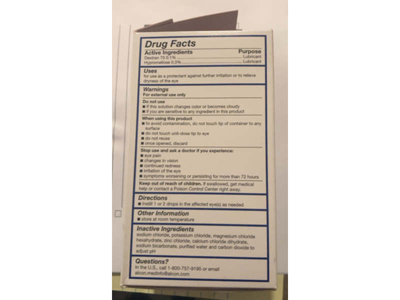 Alcon Bion Tears Lubricant Eye Drops, 0.015 fl oz/0.4 mL, Pack Of 2