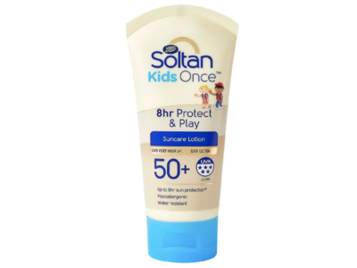 Boots Soltan Kids Once Protect & Play Suncare Lotion, SPF 50+, 1.69 fl oz/50 mL
