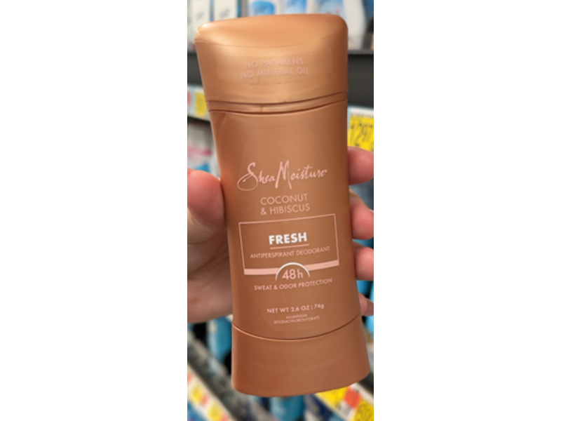 Shea Moisture Fresh Antiperspirant Deodorant, Coconut & Hibiscus, 2.6 oz/74 g, Pack Of 2