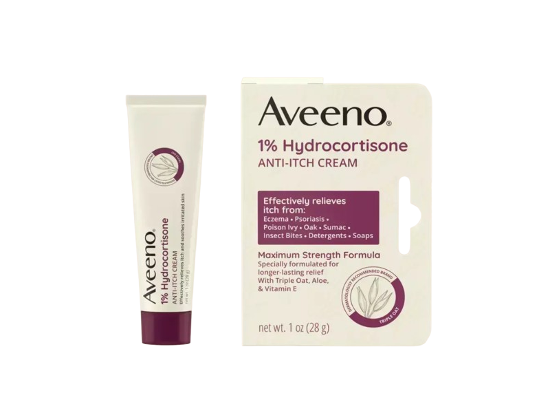 Aveeno 1% Hydrocortisone Anti-Itch Cream, Maximum Strength Formula, 1 oz/28 g