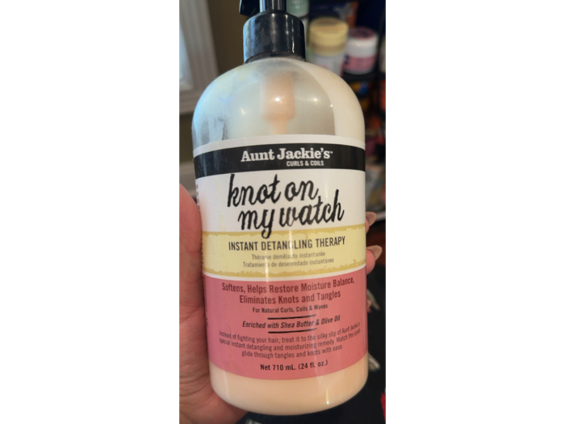 Aunt Jackie's Curls & Coils Knot On My Watch Instant Hair Detangling Therapy, Shea Butter & Olive Oil, 24 fl oz/710 mL