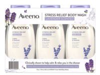 Aveeno Stress Relief Body Wash, Prebiotic Oat + Lavender Scent, 18 fl oz/532 mL, Pack Of 3 - thumbnail 1