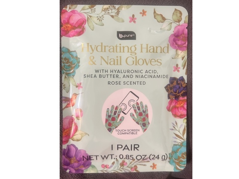 b.Pure Hydrating Hand & Nail Gloves, Rose Scented, 0.85 oz/24 g, 1 Pair