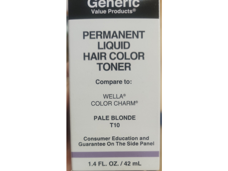 Generic Value Products Permanent Liquid Hair Colour Toner, Pale Blonde T10, 1.4 fl oz/42 mL