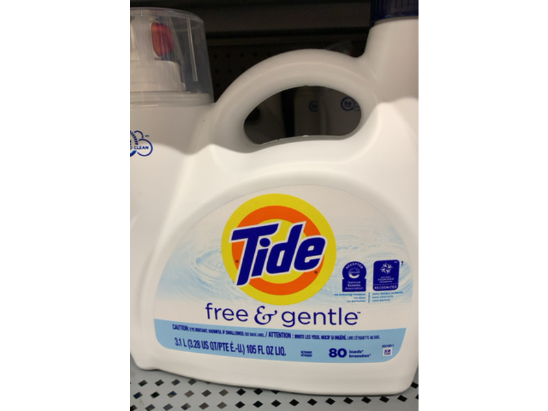 Tide Liquid Detergent, Free & Gentle, 80 Loads, 105 fl oz/3.1 L