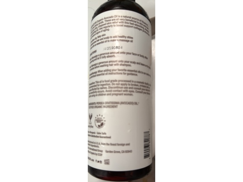 Pura d'or Organic Avocado Oil, 16 fl oz/473 mL