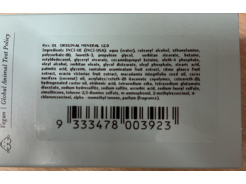 O&M Original Mineral CØR.color Hair Colouring Cream, 3.4 oz/100 mL