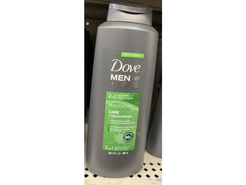 Dove Men+ Care 2 In 1 Shampoo + Conditioner, Lime + Cedarwood, 20.4 fl oz/603 mL