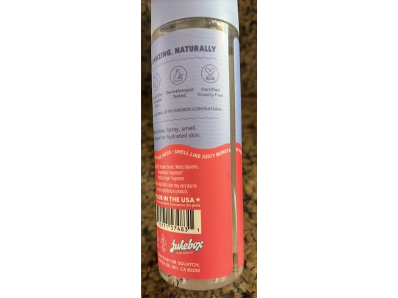Jukebox By Dr.Squatch Natural Body Mist, Watermelon Rush, 5 fl oz/147 mL